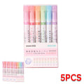 6Pcs Set Flower Shape Outline Pens Highlighter Marker Curve Roller Tip Pen Cute Stationery Kawaii Graffiti School Accessories