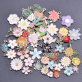 30/50/100pcs Random Mix Cute Animal Flower Heart Bulk Charm Assorted Enamel Charms For Jewelry Making Supplies DIY Accessories