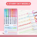 6Pcs Set Flower Shape Outline Pens Highlighter Marker Curve Roller Tip Pen Cute Stationery Kawaii Graffiti School Accessories