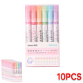 6Pcs Set Flower Shape Outline Pens Highlighter Marker Curve Roller Tip Pen Cute Stationery Kawaii Graffiti School Accessories