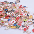 30/50/100pcs Random Mix Cute Animal Flower Heart Bulk Charm Assorted Enamel Charms For Jewelry Making Supplies DIY Accessories