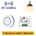 RF 433MHz Wireless 10A Relay Receiver Remote Control Light Switch 220V 110V Mini Round Button Wall Panel Switch For LED Lamp