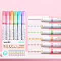 6Pcs Set Flower Shape Outline Pens Highlighter Marker Curve Roller Tip Pen Cute Stationery Kawaii Graffiti School Accessories
