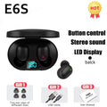 E6S TWS Wireless Bluetooth Earphones Digital Display Noise Cancelling Earbuds with Mic HiFi Stereo Sound Headset for Smartphones