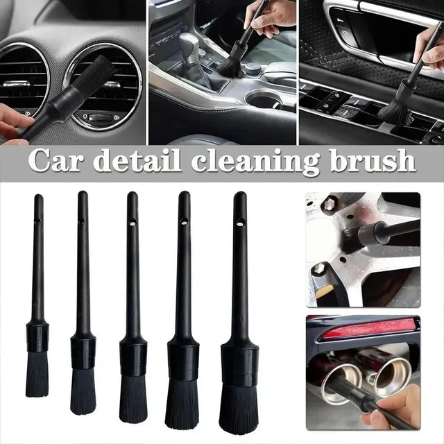 5PCS Car Detailing Cleaning Brushes Soft Detail Brush Wheel Cleaner Auto Dust Removal Brush Car Interior Exterior Accessories