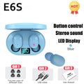 E6S TWS Wireless Bluetooth Earphones Digital Display Noise Cancelling Earbuds with Mic HiFi Stereo Sound Headset for Smartphones