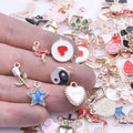 30/50/100pcs Random Mix Cute Animal Flower Heart Bulk Charm Assorted Enamel Charms For Jewelry Making Supplies DIY Accessories