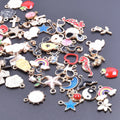 30/50/100pcs Random Mix Cute Animal Flower Heart Bulk Charm Assorted Enamel Charms For Jewelry Making Supplies DIY Accessories