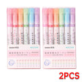 6Pcs Set Flower Shape Outline Pens Highlighter Marker Curve Roller Tip Pen Cute Stationery Kawaii Graffiti School Accessories