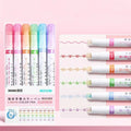6Pcs Set Flower Shape Outline Pens Highlighter Marker Curve Roller Tip Pen Cute Stationery Kawaii Graffiti School Accessories