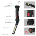 Rechargeable LED COB Work Light USB Magnetic Inspection Torch with Hook Dimmable Flashlight 18650 Battery Repair Camping Lantern