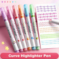 6Pcs Set Flower Shape Outline Pens Highlighter Marker Curve Roller Tip Pen Cute Stationery Kawaii Graffiti School Accessories