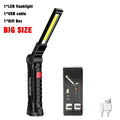 Rechargeable LED COB Work Light USB Magnetic Inspection Torch with Hook Dimmable Flashlight 18650 Battery Repair Camping Lantern